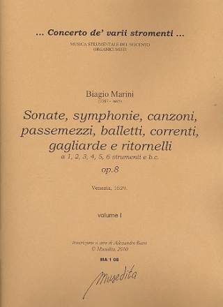Sonate, symphonie, canzoni ....vol.1-4 a 1-6 strumenti e Bc partitura e parti (Bc non realizzato)