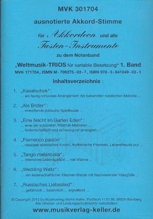 Weltmusik-Trios Band 1 fr variables Ensemble Akkordeon (mit Akkorden)