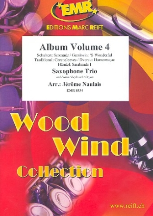 Album vol.4 for 3 saxophones and piano (keyboard/organ) (percussion ad lib) 2 scores