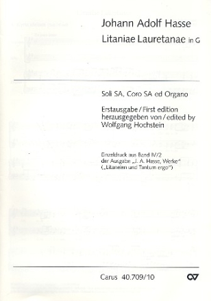 Litaniae lauretanae in G fr Sopran, Alt, (Frauenchor) und Orgel Partitur