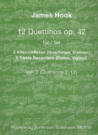 12 Duettinos op.42 Band 2 (Nr.7-12) fr 2 Altblockflten (Flten, Violinen) Spielpartitur