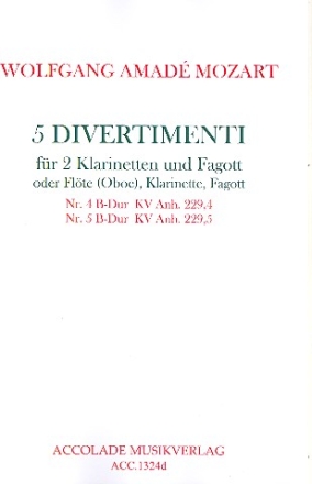 5 Divertimenti fr 2 Klarinetten (Flte, Oboe und Klarinette) und Fagott Partitur und Stimmen