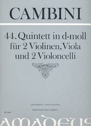 Quintett d-Moll Nr.44 fr 2 Violinen, Viola und 2 Violoncelli Partitur und Stimmen