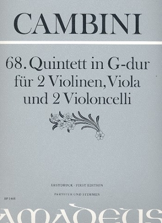 Quintett G-Dur Nr.68 fr 2 Violinen, Viola und 2 Violoncelli Partitur und Stimmen