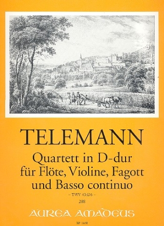 Quartett D-Dur TWV43:D6 fr Flte, Violine, Fagott (Violoncello) und Bc Partitur und Stimmen