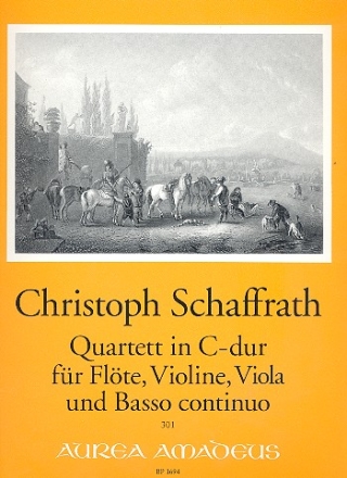 Quartett C-Dur für Flöte, Violine, Viola und Bc Partitur und Stimmen