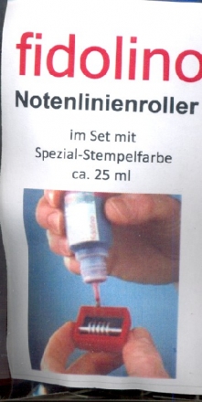 Fidolino Notenlinien-Rollstempel m4 Set (Stempel + 25ml Farbe schwarz)