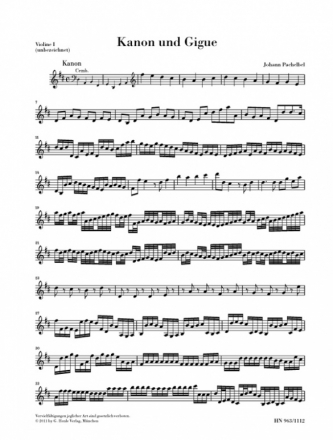 Kanon und Gigue D-Dur fr 3 Violinen und Bc Violine 1