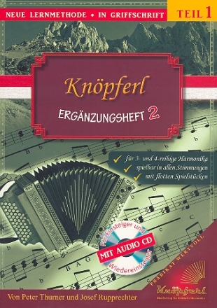 Knpferl Band 1 Ergnzungsheft 2 (+CD) fr Steirische Harmonika in Griffschrift