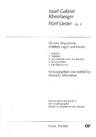 5 Lieder op.4 fr Gesang (mittel) und Klavier