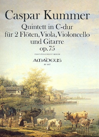 Quintett C-Dur op.75 fr 2 Flten, Viola, Violoncello und Gitarre Partitur und Stimmen
