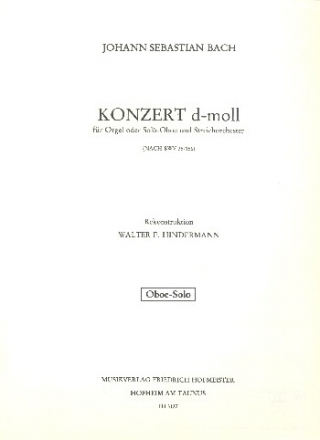 Konzert d-Moll nach BWV35 und BWV156 fr Oboe (Orgel) und Streichorchester Oboe solo