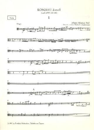 Konzert d-Moll nach BWV35 und BWV156 fr Oboe (Orgel) und Streichorchester Viola