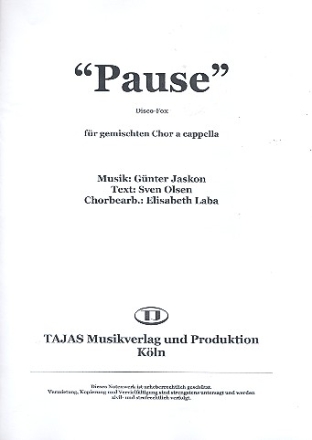 Pause fr gem Chor a cappella Partitur