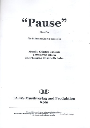 Pause fr Mnnerchor a cappella Partitur