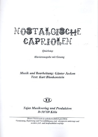 Nostalgische Capriolen: fr Gesang und Combo Direktion/Klavier (mit Text und Akkorden)