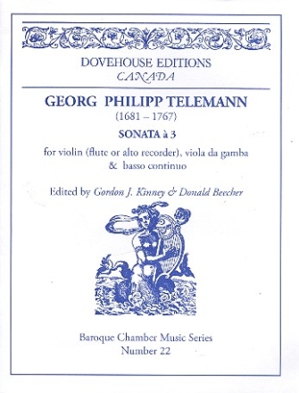 Sonata  3 for violine (flute/alto recorder), viola da gamab and Bc score and parts