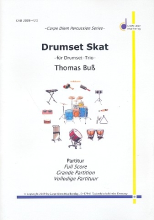 Drumset Skat für 3 Schlagzeugee Partitur und Stimmen