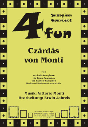 Czardas fr 4 Saxophone (AATBar) (Klavier und Rhythmus-Gruppe ad lib) Partitur und Stimmen