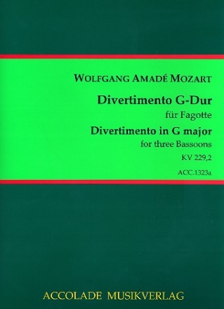 Divertimento G-Dur KV229,2 fr 3 Fagotte Partitur und Stimmen