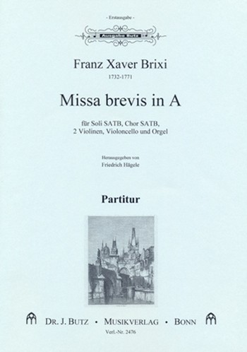 Missa brevis in A fr Soli, gem Chor, Streicher und Orgel Partitur