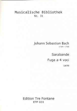 Fuge BWV895 und Sarabande BWV812 fr 4 Blockflten (SATB) Partitur und Stimmen