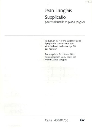 Supplicatio pour violoncell et orgue 2 partitions