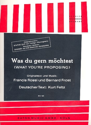 Was du gerne mchtest: Einzelausgabe Gesang und Klavier