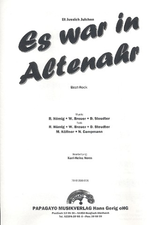 Es war in Altenahr: Einzelausgabe Gesang und Klavier