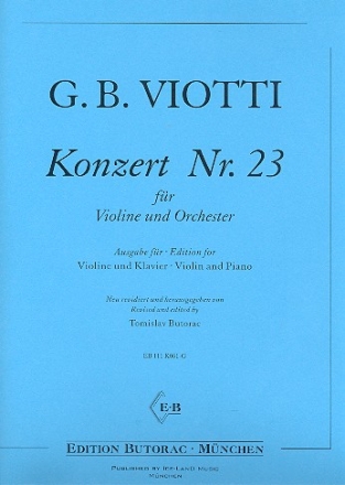 Konzert Nr.23 fr Violine und Orchester fr Violine und Klavier