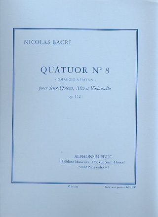 Quatuor no.8 op.112 pour 2 violons, alto et violoncelle partition et parties