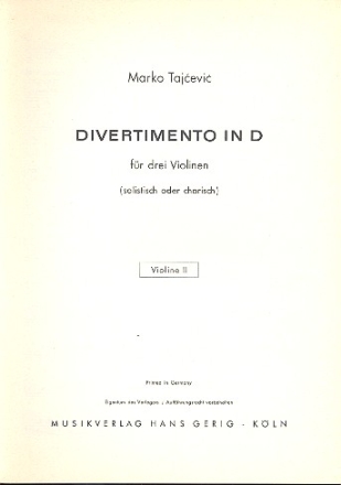 Divertimento D-Dur fr 3 Violinen Violine 2