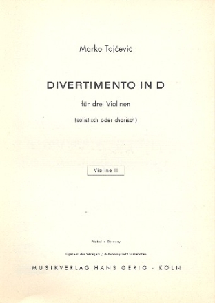 Divertimento D-Dur fr 3 Violinen Violine 3