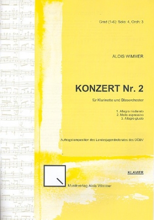 Konzert Nr.2 fr Klarinette und Blasorchester fr Klarinette und Klavier