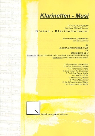 Klarinetten-Musi fr 2-3 Klarinetten und Begleitung in C Partitur und Stimmen