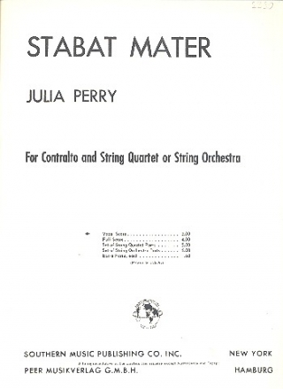 Stabat Mater for contralto and string quartet or string orchestra piano reduction