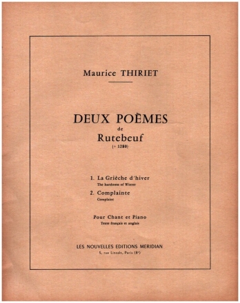 2 Poemes de Rutebeuf pour chant et piano