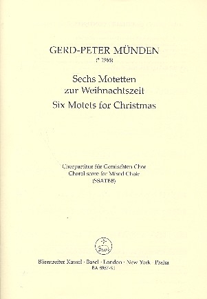 6 Motetten zur Weihnachtszeit fr gem Chor a cappella Chorpartitur (dt/en)