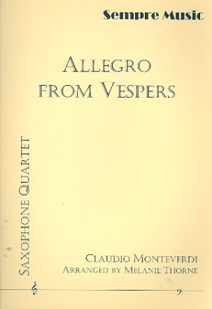 Allegro from Vespers for 4 saxophones (AAAT) score and parts