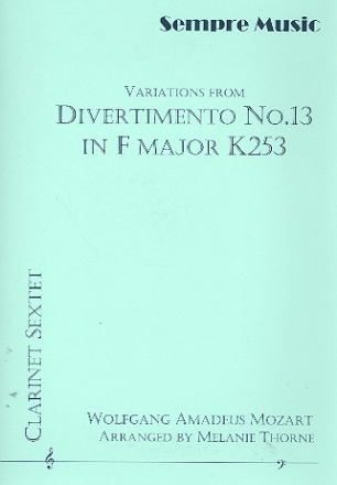 Variations from Divertimento in F Major no.13 KV253 for 6 clarinets (EsBBBAltBass) score and parts