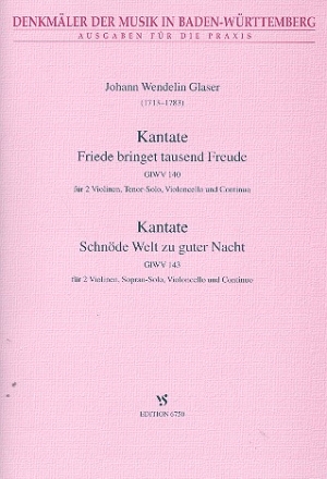 2 Kantaten fr Gesang, 2 Violinen, Violoncello und Bc Partitur und Stimmen