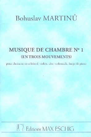 Musique de chambre no.1 pour clarinette, violon, alto, violoncello, harpe et piano partition de poche