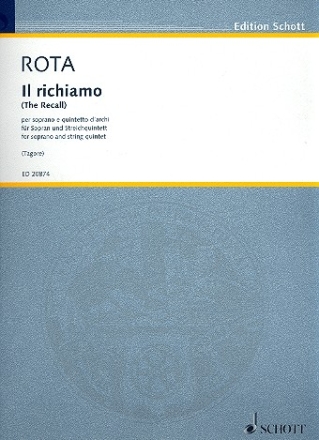 Il richiamo fr Sopran und Streichquintett Partitur und Stimmen
