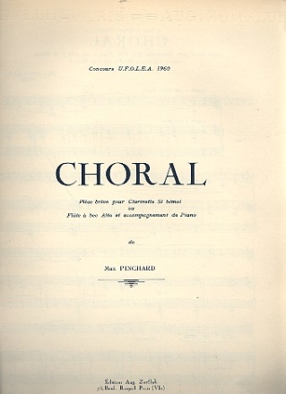 Choral pour clarinette (flte  bec alto) et piano