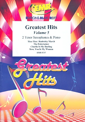 Greatest Hits vol.5: for 2 tenor saxophones and piano (percussion ad lib) score and parts