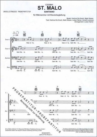 C2538M1 St. Malo f�r M�nnerchor und Klavier Chorpartitur