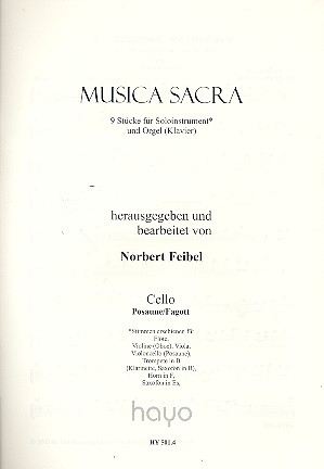 Geistliche Werke zu verschiedenen Anlssen fr Soloinstrument und Klavier (Orgel), Violoncello (Posaune) Cello (Posaune/Fagott)