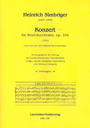 Konzert op.104 fr Streichorchester Partitur