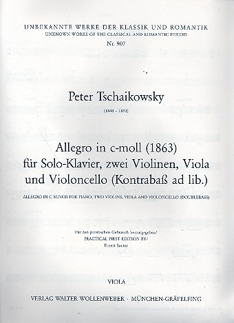 Allegro c-Moll fr Klavier, 2 Violinen, Viola und Violoncello (Kontraba ad lib.) Viola