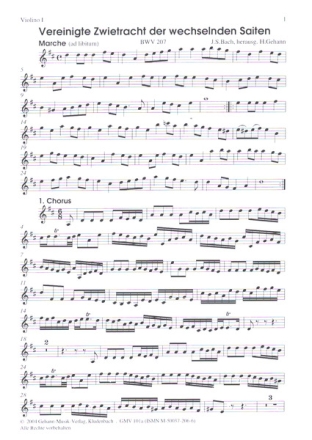 Vereinigte Zwietracht der wechselnden Saiten Kantate Nr.207 BWV207 Violine 1